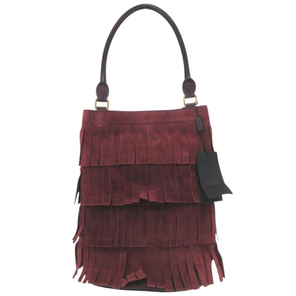 BURBERRY Suede Leather Bordeaux Bag 1323BURBERRY - Picture 4 of 10